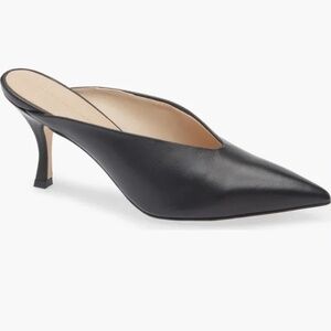 STUART WEITZMAN LEATHER LULA POINTED TOE PUMP IN BLACK
